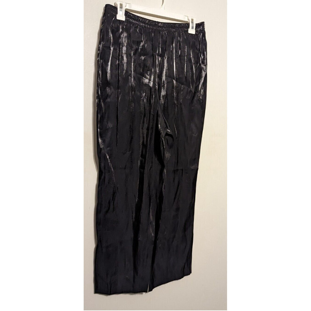 R&M Richards Black Shiny Sateen Straight Leg Pull On Dress Pants - 12P